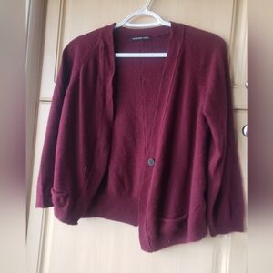 Wool And Cashmere Blend Burgundy Women Sweater Cardigan